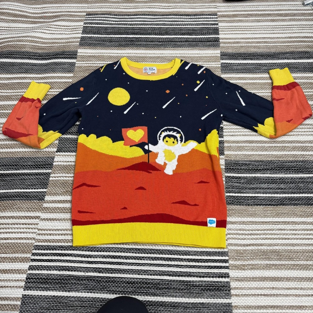 Salesforce Sweater Mens Small Navy‎ Crewneck Pullover Astronaut Graphic 2021